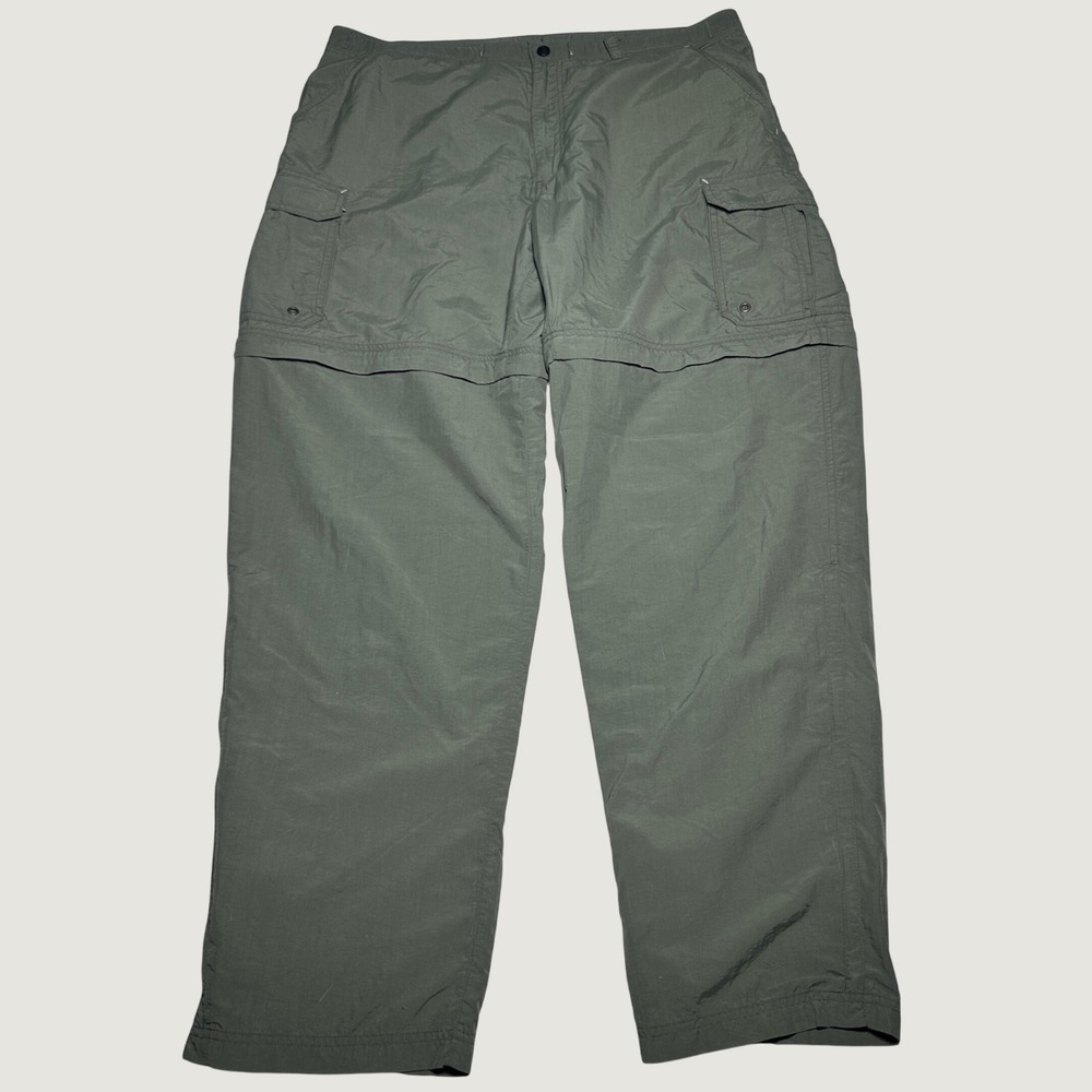 REI Convertible Cargo Pants Mens Large Zip Off Hiking Outdoors Nylon Green Y2K